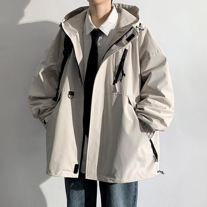 Herren wetterfeste Übergangsjacke mit verstellbarem Kapuzenkragen und praktischen Taschen Aliams