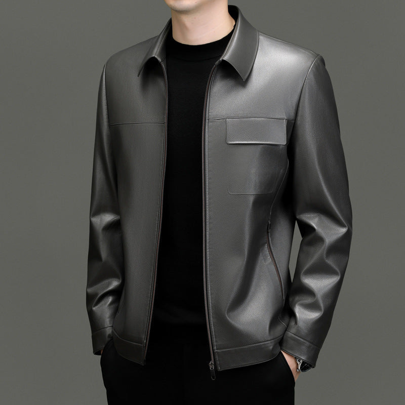 Herren Kunstlederjacke mit praktischen Reißverschlusstaschen Aliams