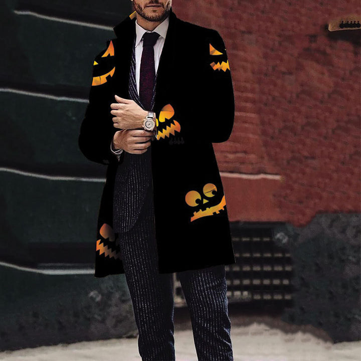 Herren Eleganter Trenchcoat mit Halloween-Motiv und klassischem Schnitt Aliams