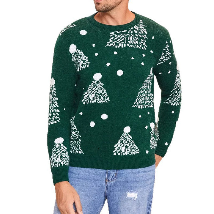 Herren festlicher Weihnachtspullover mit Tannenbaum-Muster Aliams