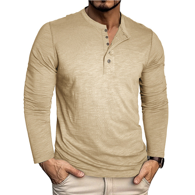 Herren elegantes Langarmshirt mit Knopfleiste Aliams