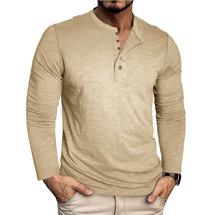 Herren elegantes Langarmshirt mit Knopfleiste Aliams