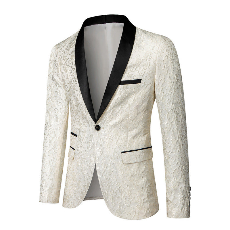 Herren Extravaganter Smokingblazer mit floralem Jacquard-Muster Aliams