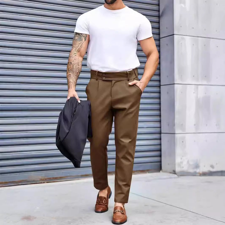 Herren Elegante Chinohose mit elastischem Bund und klassischem Schnitt Aliams