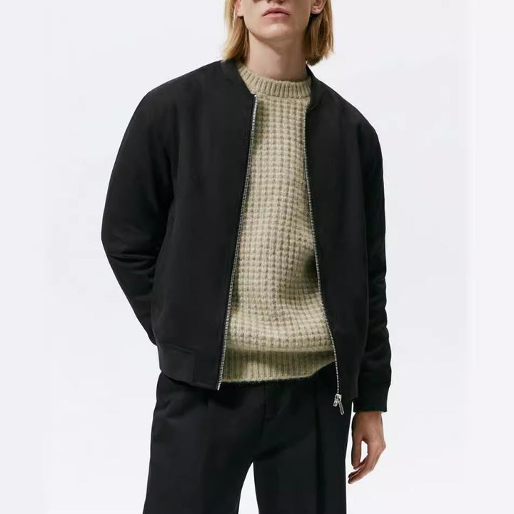 Herren Casual Elegante Sweatjacke mit Rundhalsausschnitt und seitlichen Eingrifftaschen Hedi-Mode