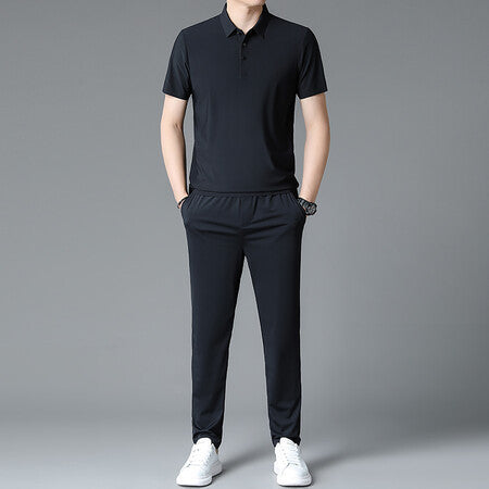 Herren Sportliches Ensemble aus atmungsaktiver Poloshirt und Jogginghose Aliams