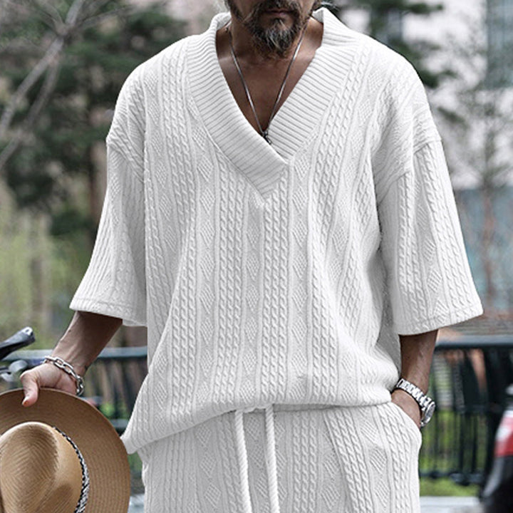 Herren Grobstrick Pullover mit tiefem V-Ausschnitt Aliams