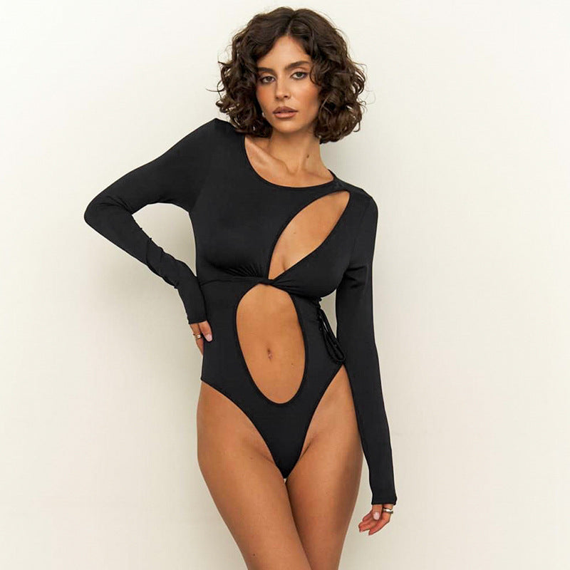 Damen Einteiliger Badeanzug mit innovativem Cut-Out und langem Arm Aliams
