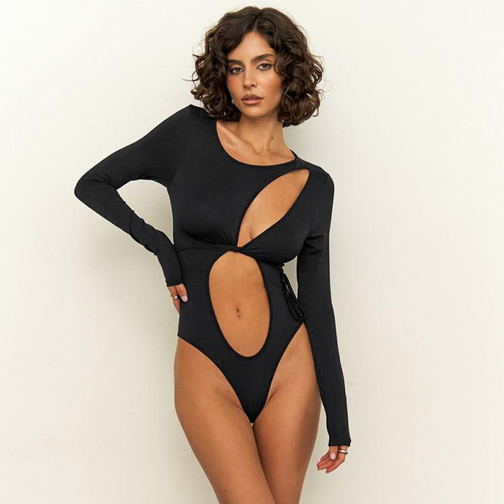 Damen Einteiliger Badeanzug mit innovativem Cut-Out und langem Arm Aliams