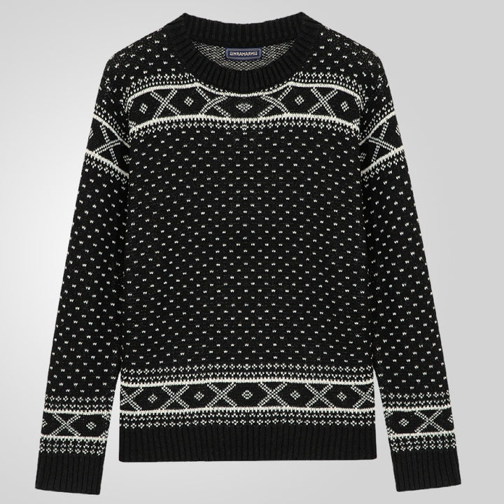 Herren Strickpullover mit traditionellem Norweger-Muster und hohem Kragen Aliams