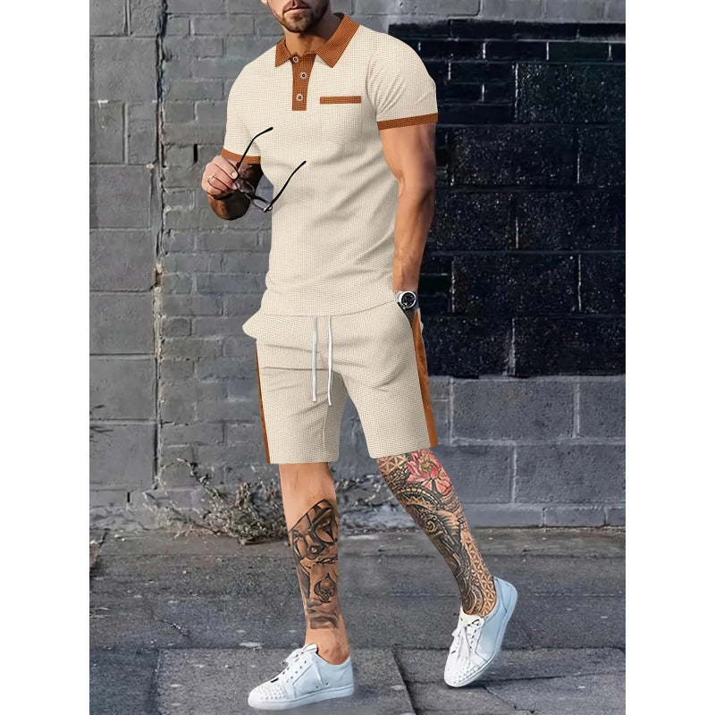 Herren Poloshirt und Shorts Set mit stylischem Kontrastdesign Aliams