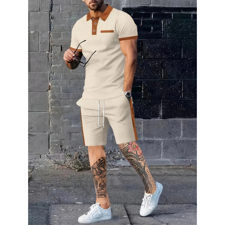 Herren Poloshirt und Shorts Set mit stylischem Kontrastdesign Aliams