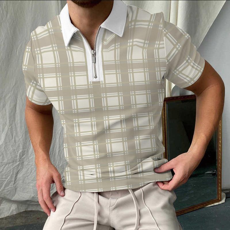 Stylisches Kariertes Kurzarm-Polo-Shirt für Herren Aliams