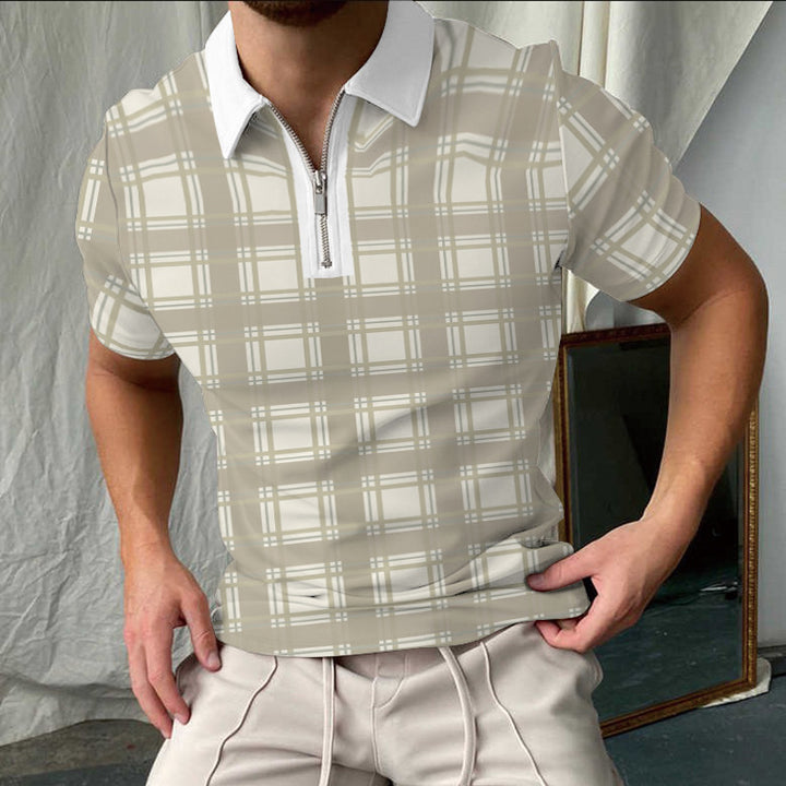 Stylisches Kariertes Kurzarm-Polo-Shirt für Herren Aliams