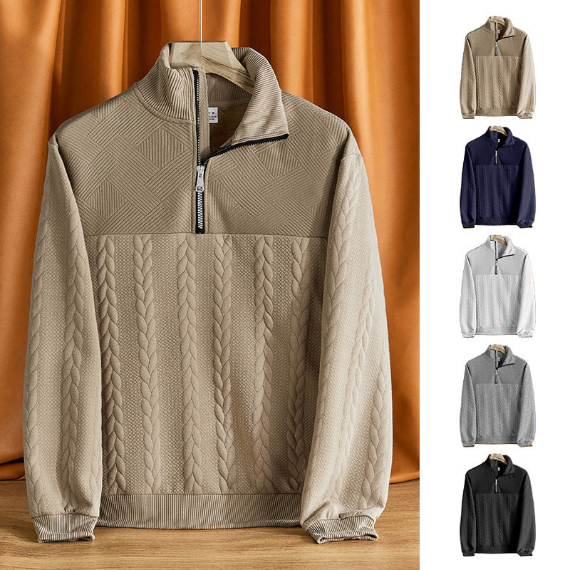 Herren Strickpullover mit hohem Kragen und strukturiertem Design Aliams