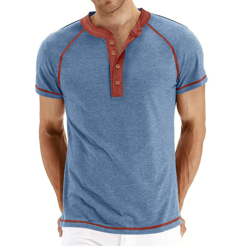 Herren Kurzarm-Henley-Shirt mit kontrastierenden Details und bequemer Passform Aliams