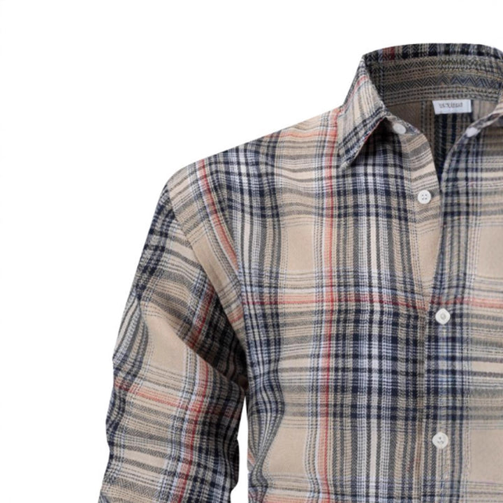 Herren kariertes Langarmhemd mit praktischer Brusttasche und bequemer Passform Aliams