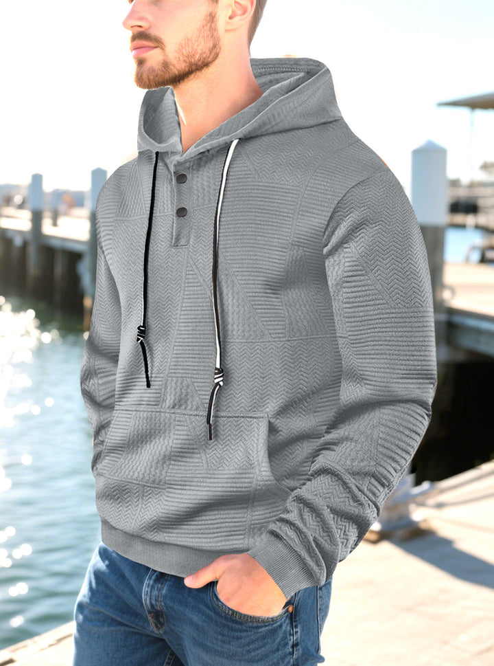 Herren Kapuzenpullover mit strukturierter Oberfläche und Knopfleiste Aliams