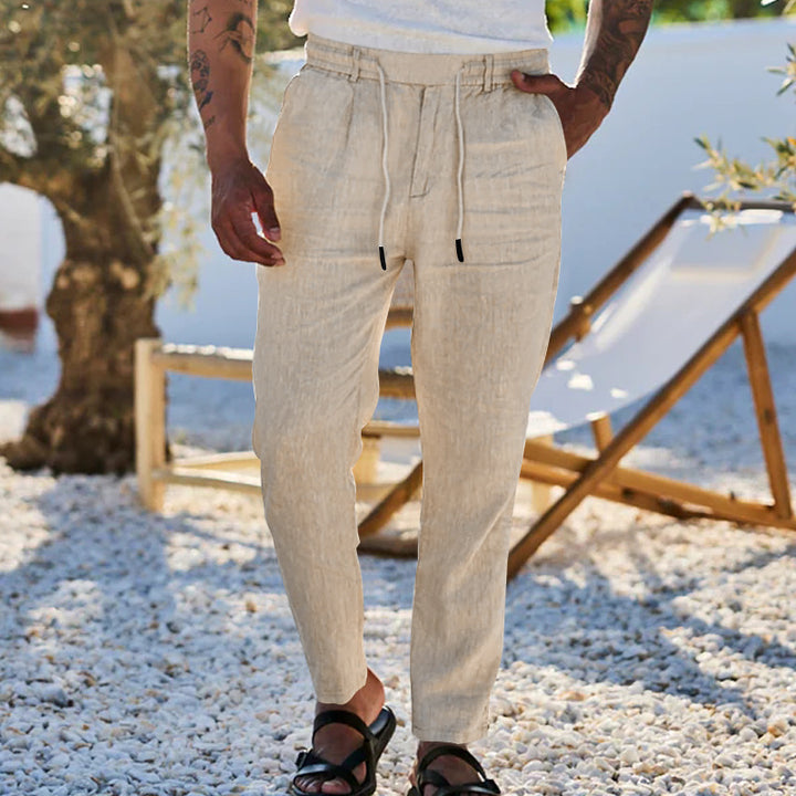 Herren bequeme Chino-Hose mit elastischem Bund und praktischen Taschen Aliams
