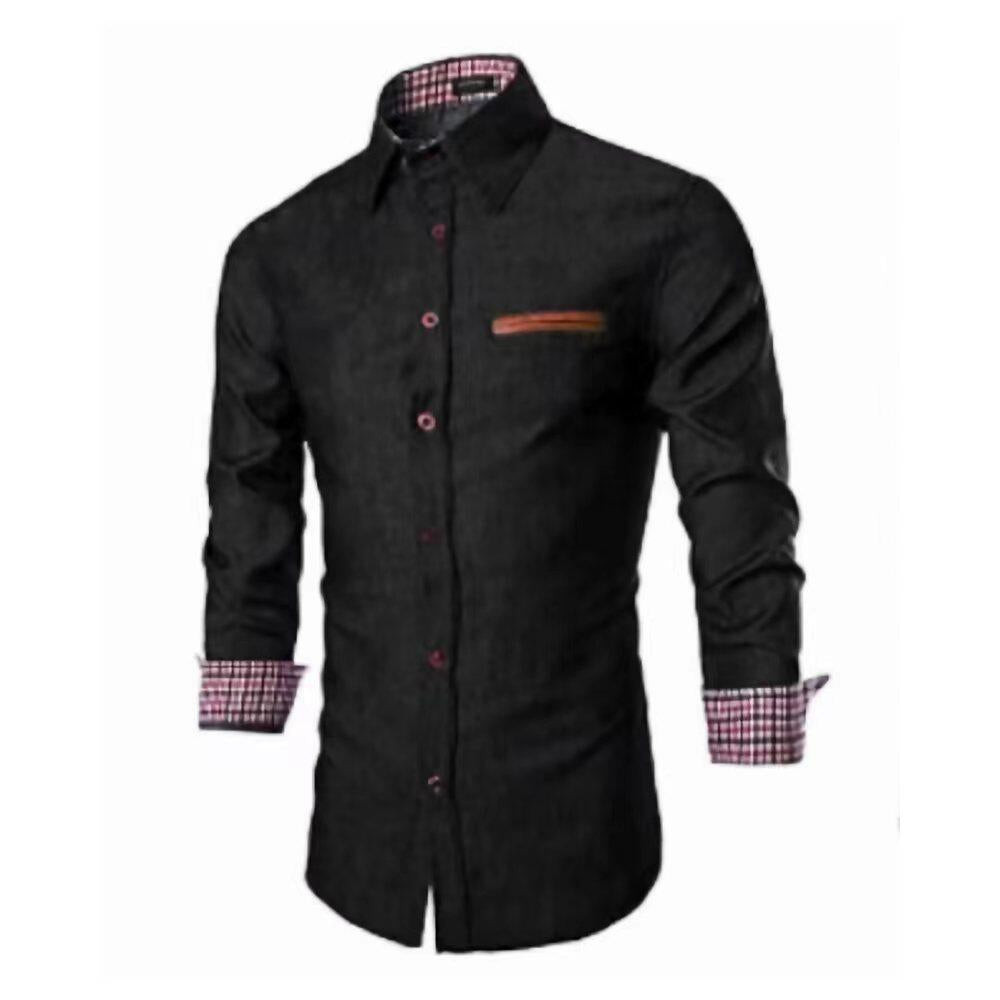 Herren Denim Langarmhemd mit eleganten Kontrasten und modernem Schnitt Aliams