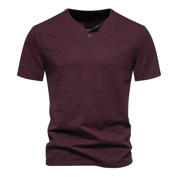 Herren Kurzarm-Henley-Shirt mit elegantem Knopfdesign Aliams