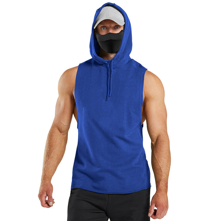Herren ärmelloses Kapuzenshirt mit integrierter Maske und modischem Design Aliams