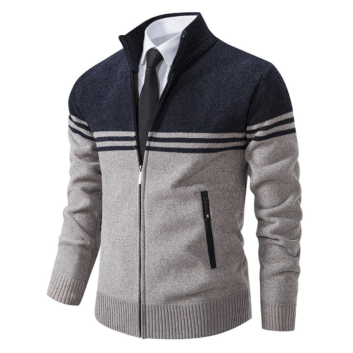 Herren stylische Freizeitjacke mit hohem Kragen und moderner Zipper-Detailierung Aliams