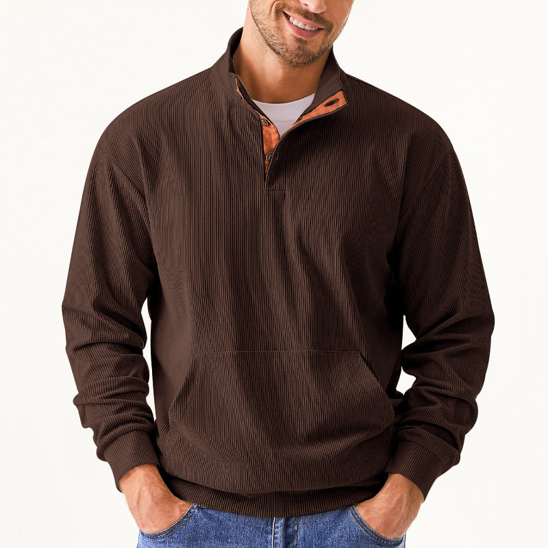 Herren Freizeitpullover mit strukturiertem Design und Knopfleiste Aliams