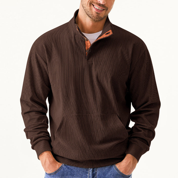 Herren Freizeitpullover mit strukturiertem Design und Knopfleiste Aliams