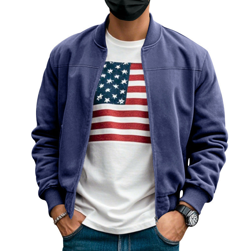 Herren gemütliche Collegejacke mit Reißverschluss Aliams