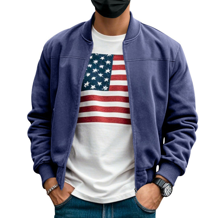 Herren gemütliche Collegejacke mit Reißverschluss Aliams