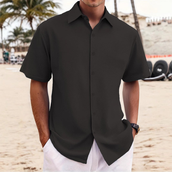 Herren Kurzarm-Hemd mit strukturiertem Gewebe und modernen Details Aliams