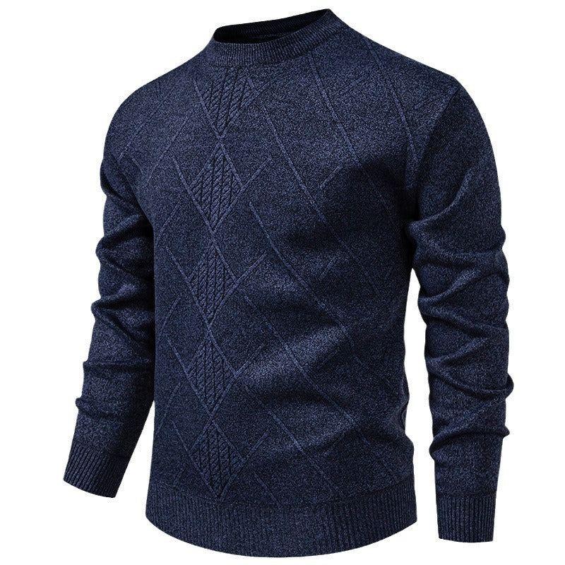 Herren Feiner Strickpullover mit strukturiertem Zopfmuster und Rundhalsausschnitt Aliams