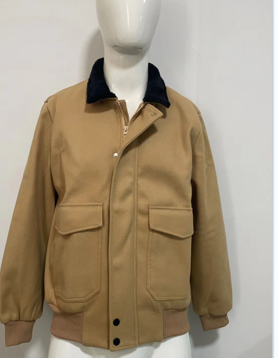 Herren stilvolle Übergangsjacke mit weichem Kragen und praktischen Eingrifftaschen Aliams