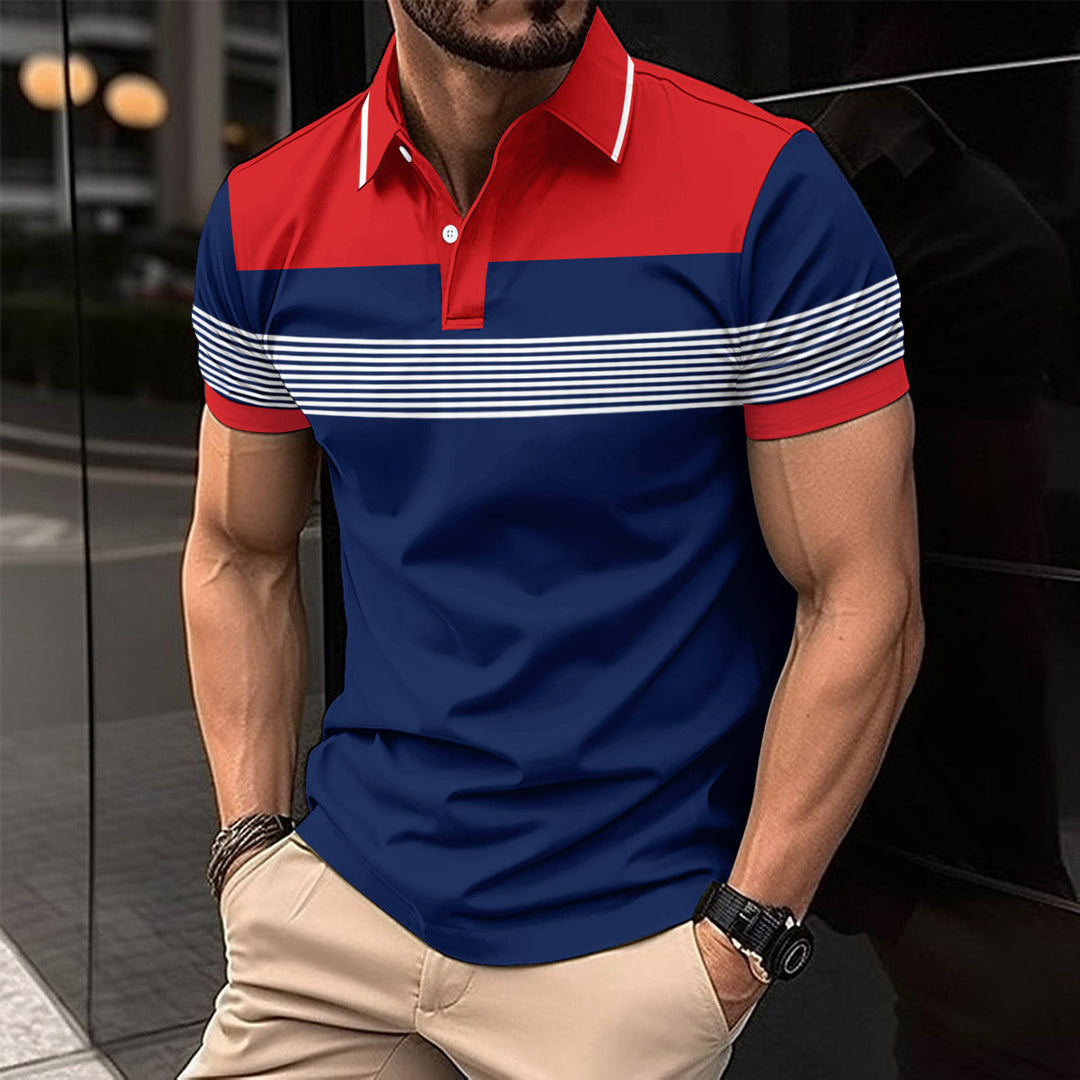 Herren Kurzarm Polohemd mit stylischem Streifenmuster und eleganten Details Aliams