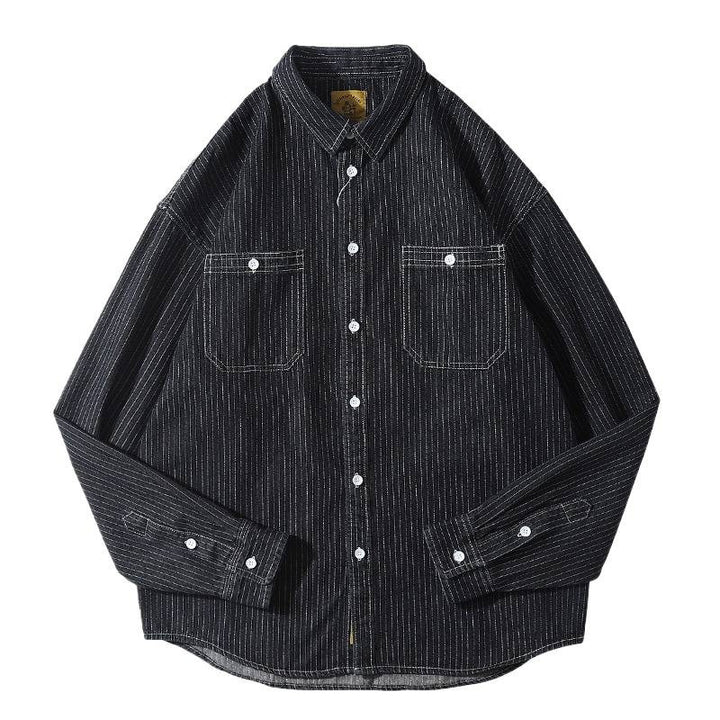 Herren Denim-Hemdjacke mit modernem Streifenmuster und praktischen Brusttaschen Aliams