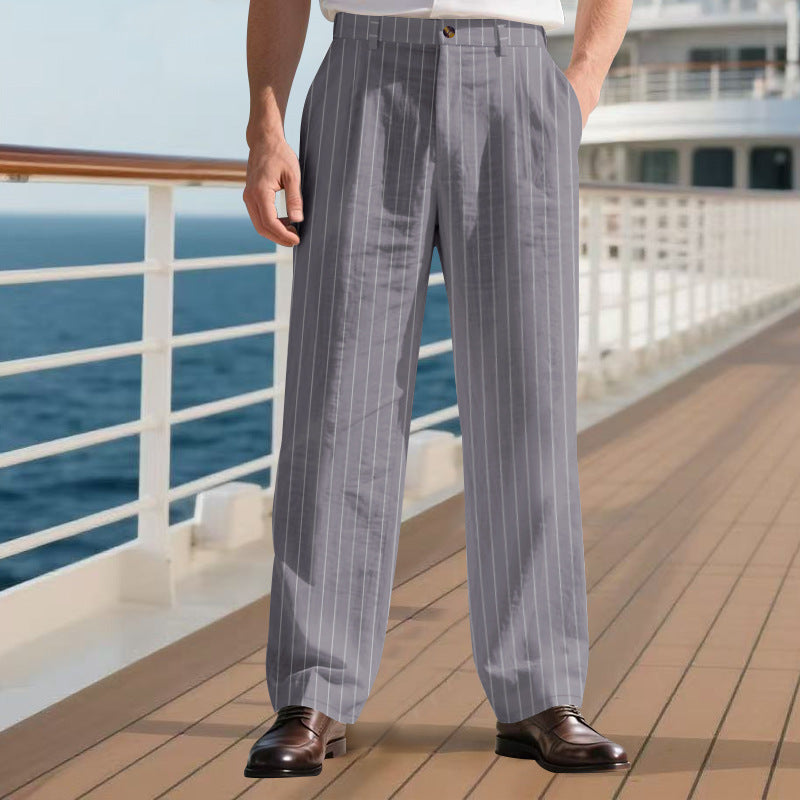 Herren elegante gestreifte Anzughose Aliams