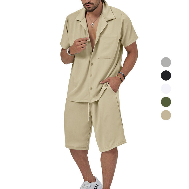 Herren Sommerliches Freizeit-Set mit Kurzarmhemd und lässigen Shorts Aliams