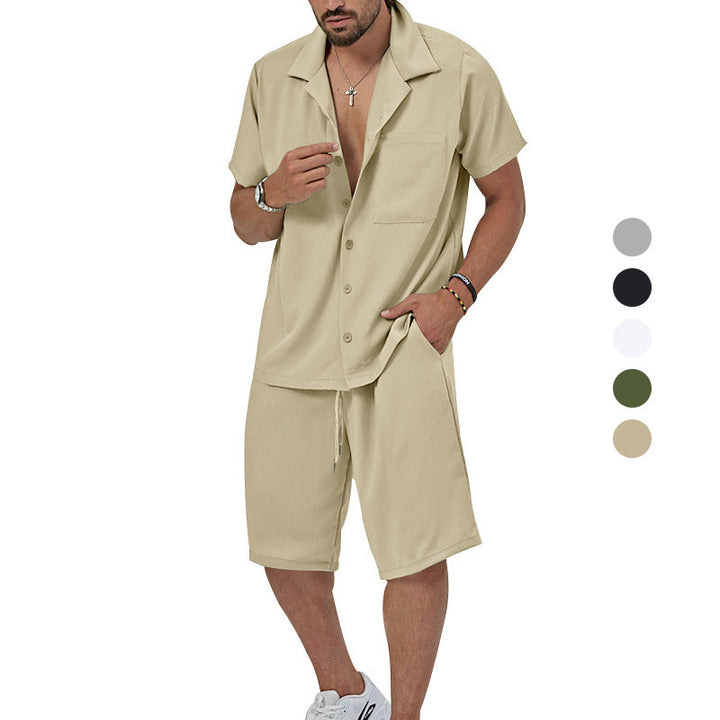 Herren Sommerliches Freizeit-Set mit Kurzarmhemd und lässigen Shorts Aliams
