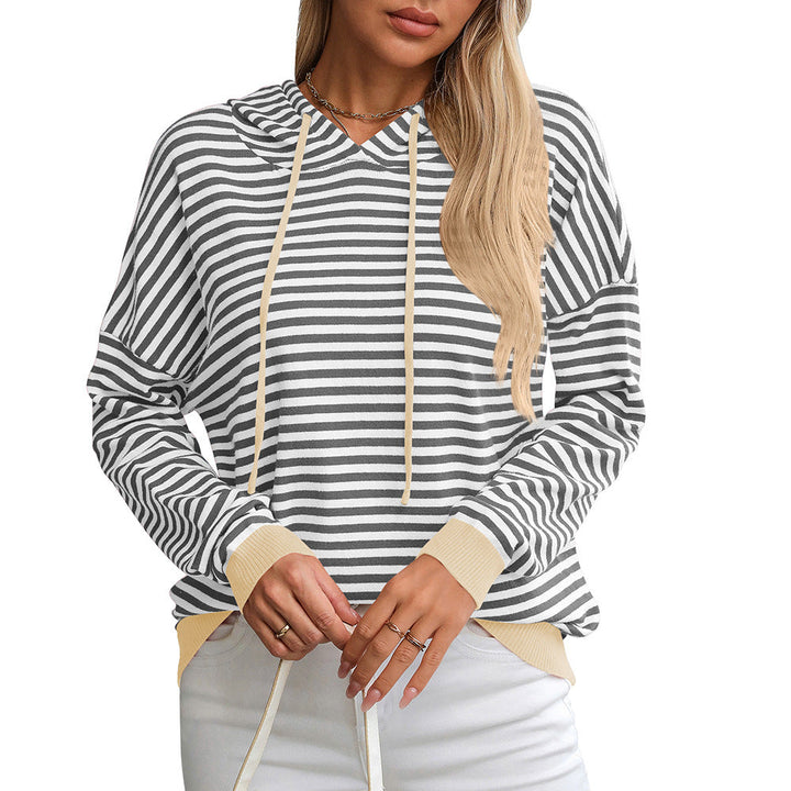 Damen Gestreifter Hoodie mit Lässigem Schnitt und Kontrastierenden Details Aliams