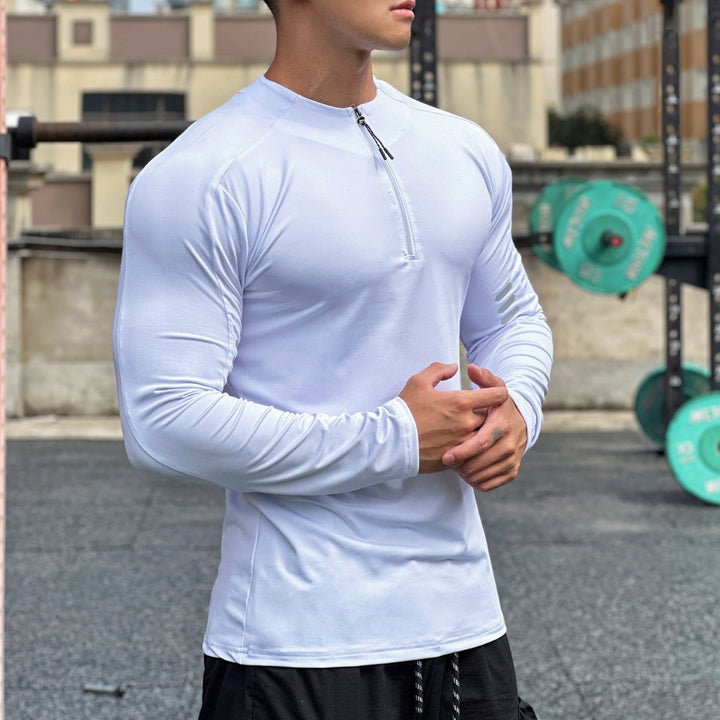 Herren Funktions-Langarmshirt mit hohem Kragen und innovativem Reißverschluss Aliams