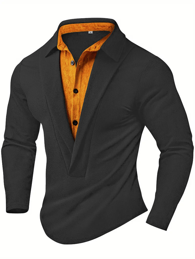 Herren Elegantes Langarmhemd mit modernem Kragen und texturiertem Design Aliams