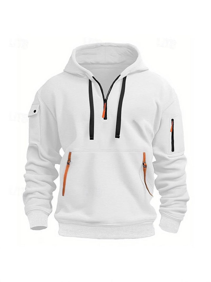 Herren funktionale Kapuzenpullover mit mehreren Reißverschlusstaschen Aliams