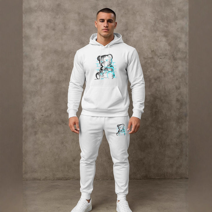 Herren bequemer Hoodie und Jogginghose Set mit einzigartigem Grafikdruck Aliams