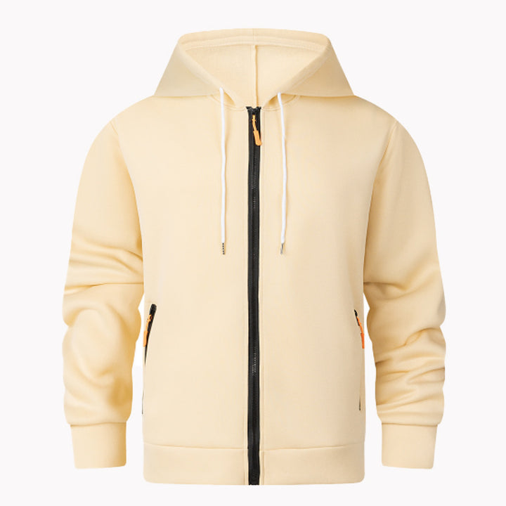 Herren sportlicher Fleece-Hoodie mit funktionalen Reißverschlusstaschen Aliams