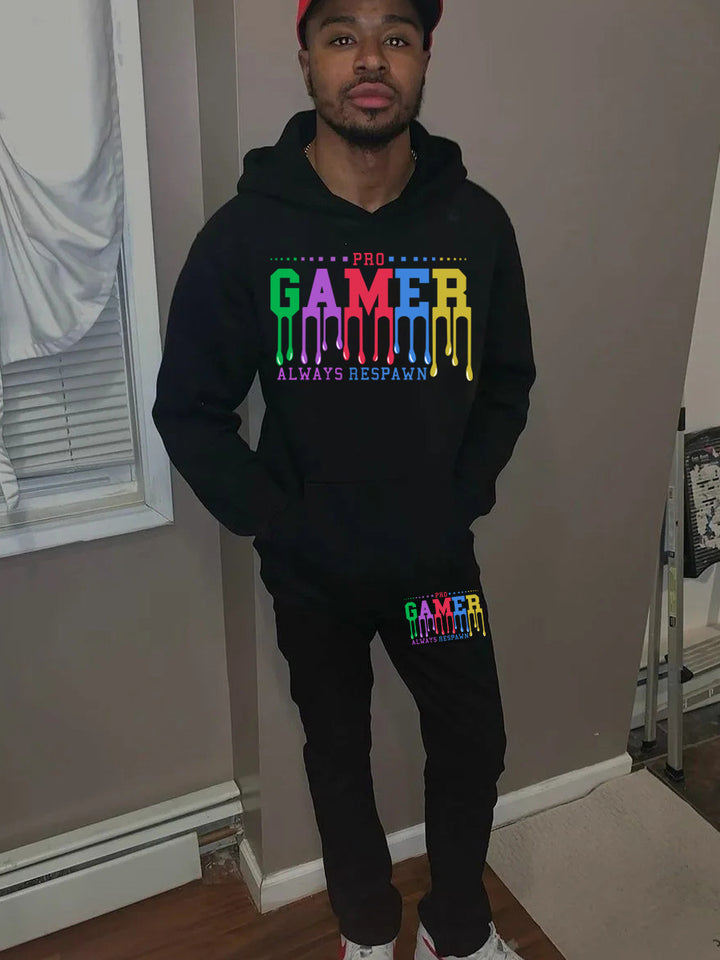 Herren Kapuzenpullover und Jogginghose Set mit farbenfrohem Gamer-Design Aliams