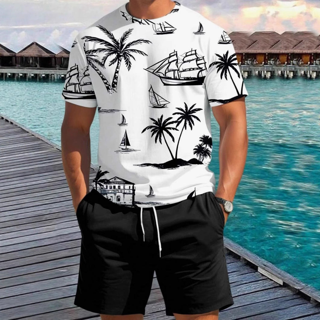 Herren Kurzarm-Shirt mit maritimem Motiv und entspannter Passform Aliams