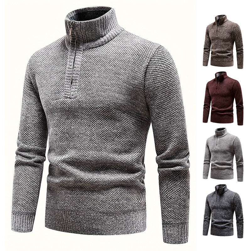 Herren Fleece-Pullover mit hohem Kragen und strukturierter Oberfläche Aliams