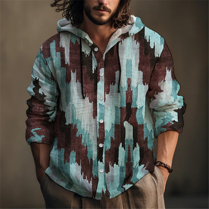 Herren Kapuzenbluse mit detailreicher floraler Stickerei und modernem Schnitt Aliams