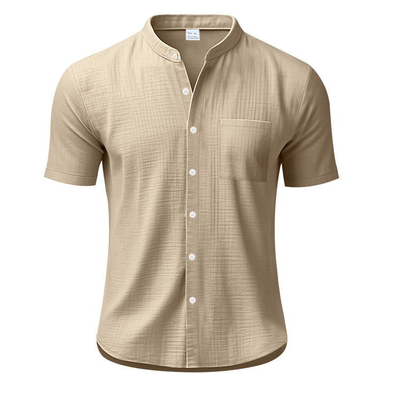 Herren Kurzarm-Henley-Shirt mit strukturiertem Design und Brusttasche Aliams